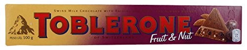 Toblerone Chocolate - Fruit and Nut, 100g Bar