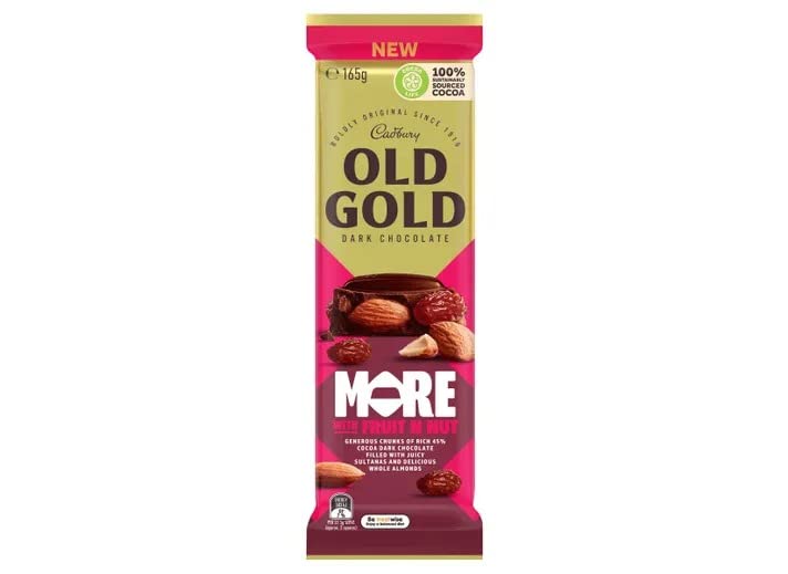 Cadbury Old Gold More with Fruit N Nut Dark Chocolate, 5.82 oz / 165 g