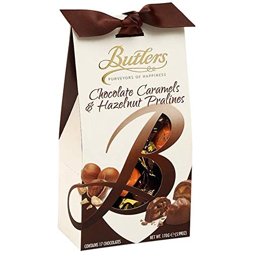 Butlers Chocolate Caramel and Hazelnut Pralines Twist Wraps Pack, Premium Collection , Ideal for Gifting, 170g