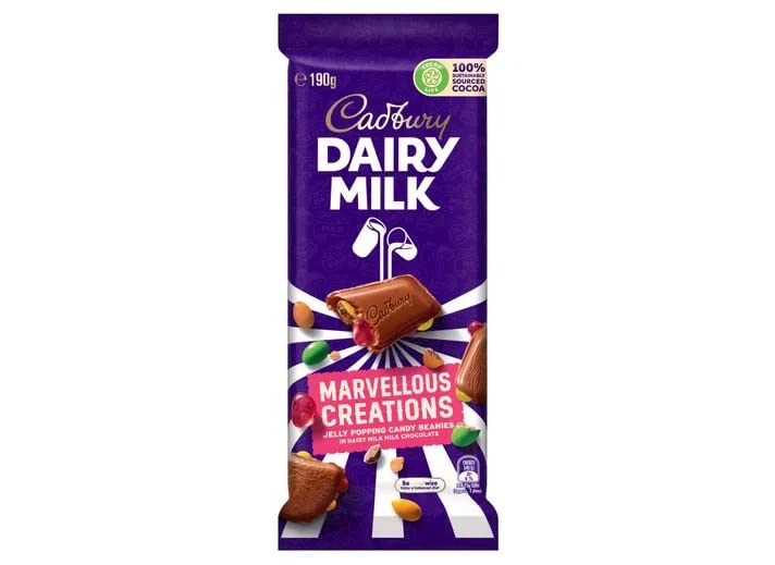 Cadbury Dairy Milk Marvellous Creations With Jelly Poping Candy Beanies Coverd In Delicious Milk Chocolate 190g (Imported)