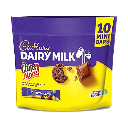 Cadbury Dairy Milk Chocolate With Chips More Chocolate Chips Cookies 10 Mini Bars 150g