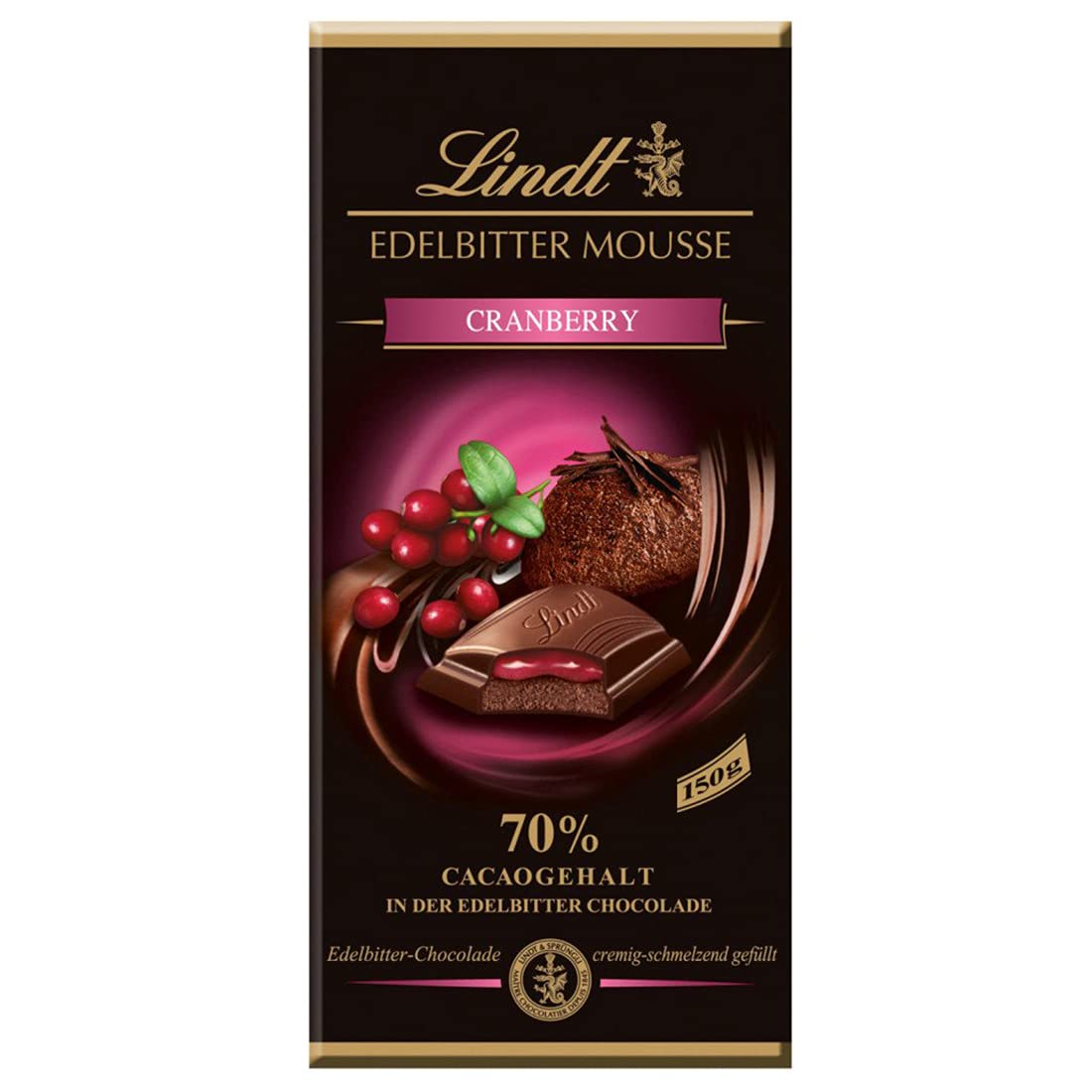 Lindt Edelbitter Mousse Cranberry Pouch, 150 g