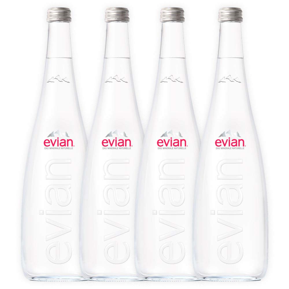 Evian Natural Mineral Water Bottle, 4 x 750 ml