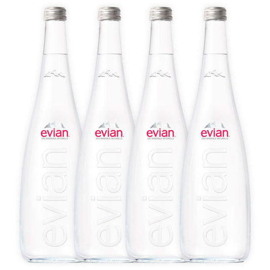Evian Natural Mineral Water Bottle, 4 x 750 ml