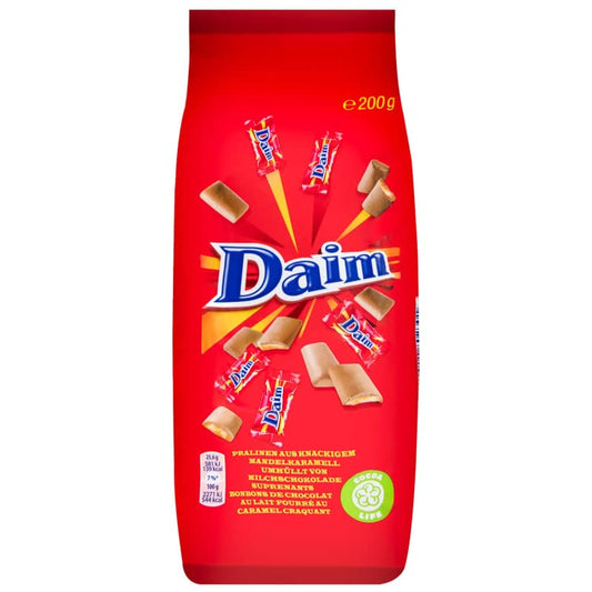 DAIM CHOCOLATE SMOOTH MILK CHOCOLATE WITH CRUNCHY ALMOND CARAMEL CENTRE 200G