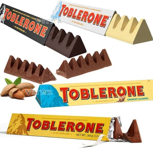 Toblerone Chocolates Variety Pack In Milk Chocolate, 2, White, 1 Dark, 1 Crunchy Almond, 2 Milk Delicious Flavour Each 100g Pack Of 6 (Imported)