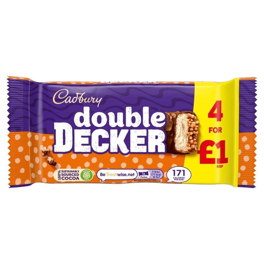 Cadbury Double Decker Milk Chocolate 4 Bar Pack (Imported), 149.2g