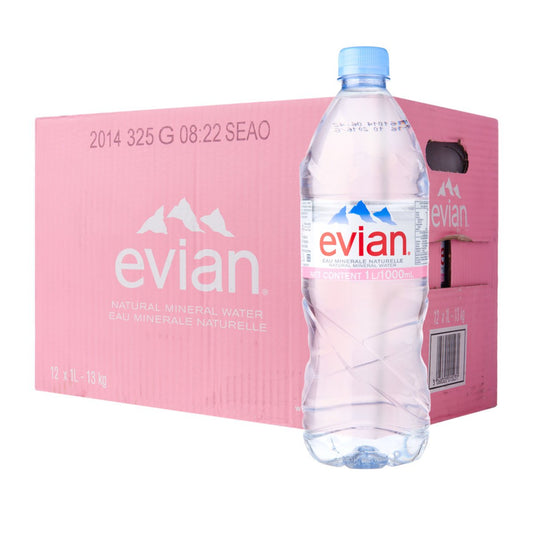 Evian Natural Spring Mineral Rich Water Bottle, 24 X 500 ml