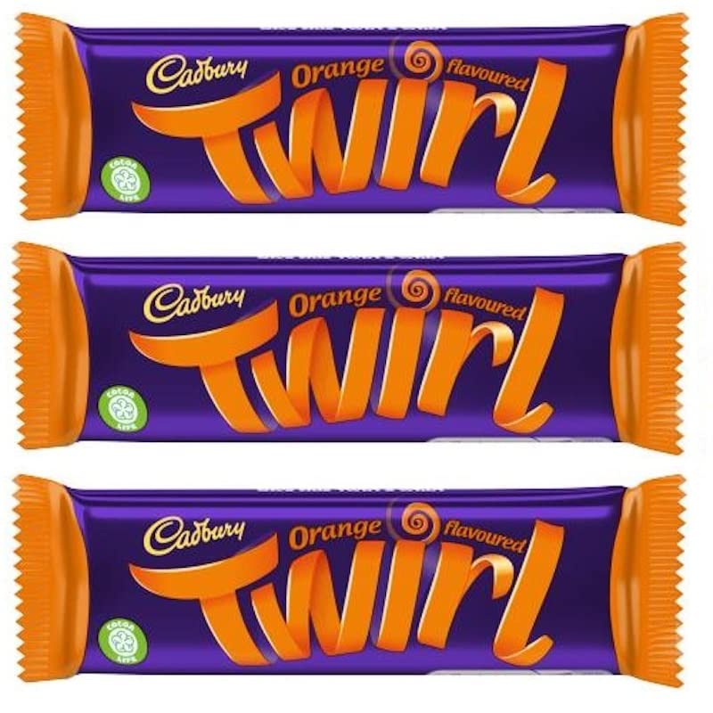 Cadbury Twirl Orange Intense Milk Chocolate With an Orange Hit 43g Pack Of 3 (Imported)