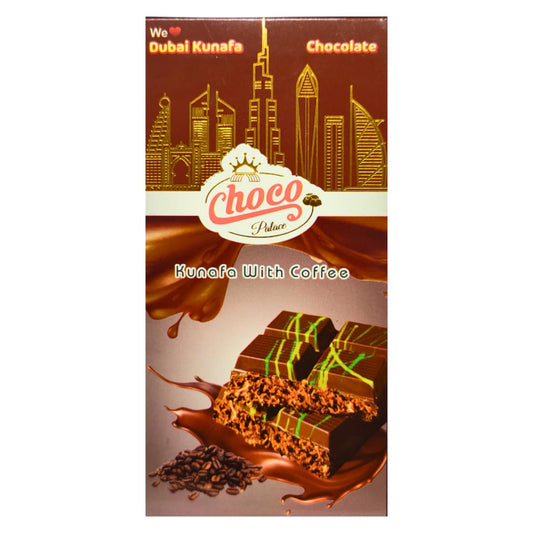 Choco Palace Dubai Kunafa Chocolate Bar with Coffee Felling, Middle Eastern Inspired Dessert Bar 100 Grams (From UAE)