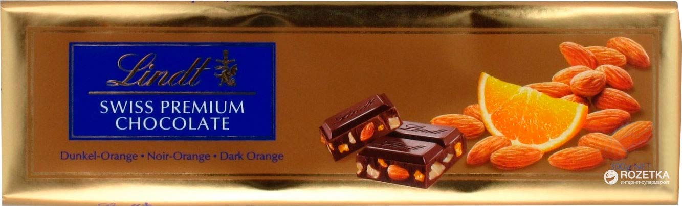 Lindt Swiss Premium Gold Dark Orange Chocolate Bar, 300g