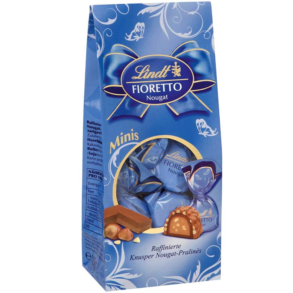 Lindt Fioretto Minis Nougat Chocolate Raffinierte Knusper Nougat Praline ( Refined Crunchy Nougat Praline ) Packet 100g
