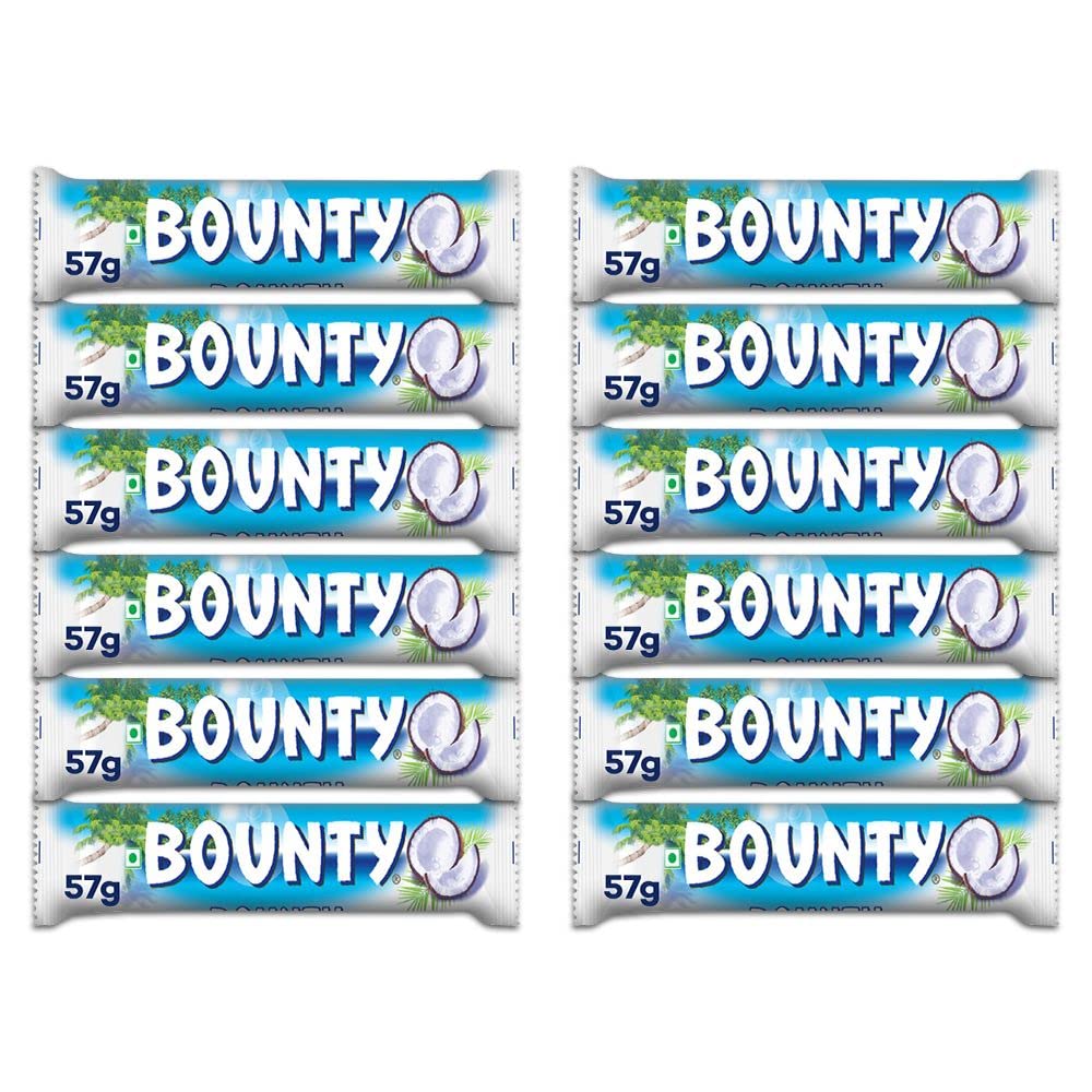 Bounty Coconut Chocolate Bar 57g Pack of 12
