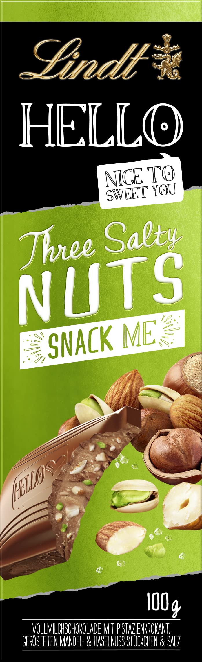 Lindt Hello Three Salty Nuts Snack Me 100g
