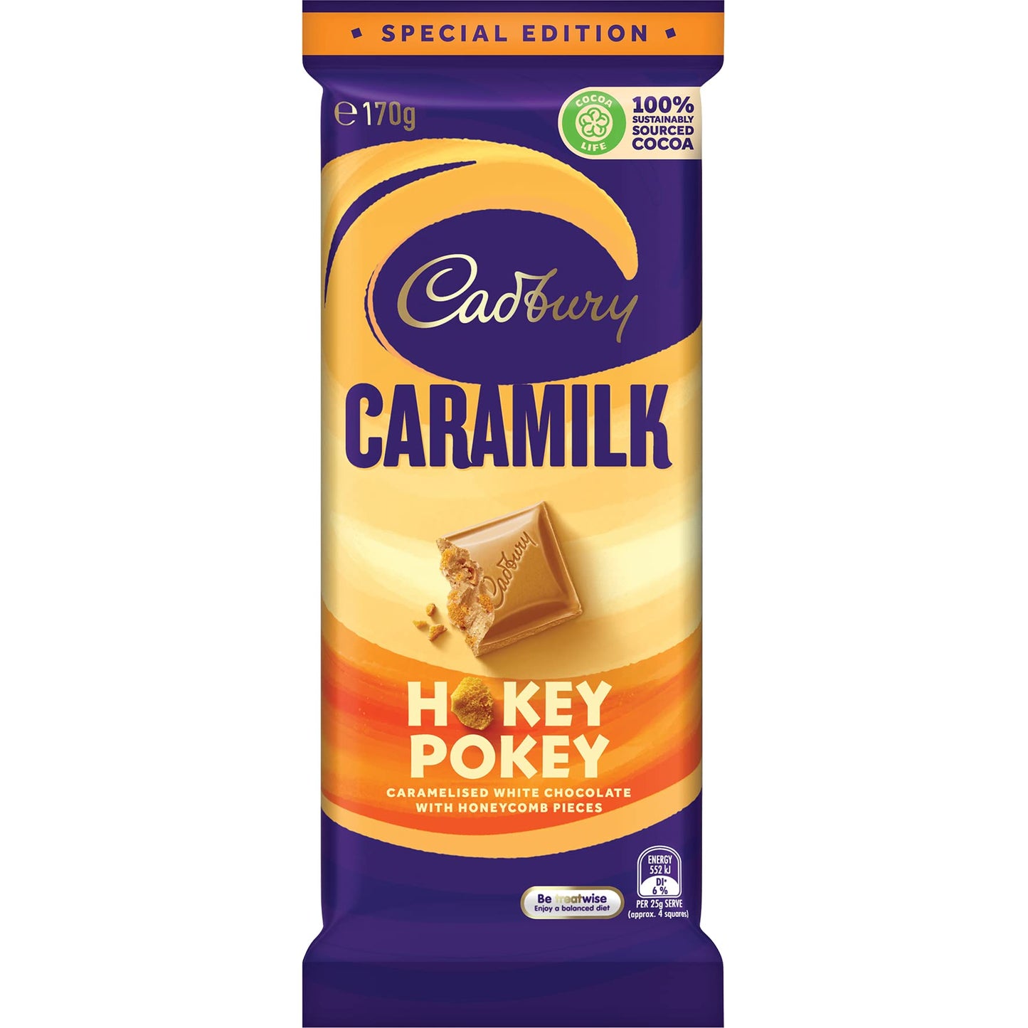 Cadbury White Chocooate Caramilk Honey Pokey Caramelised White Chocooate With Honeycomb Pieces 170g (Imported)