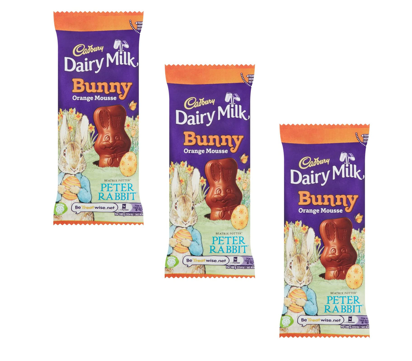 Cadbury Dairy Milk Bunny Orange Mousse Milk chocolate with a soft orange flavoured milk chocolate mousse filling (Pack Of 3) 30g