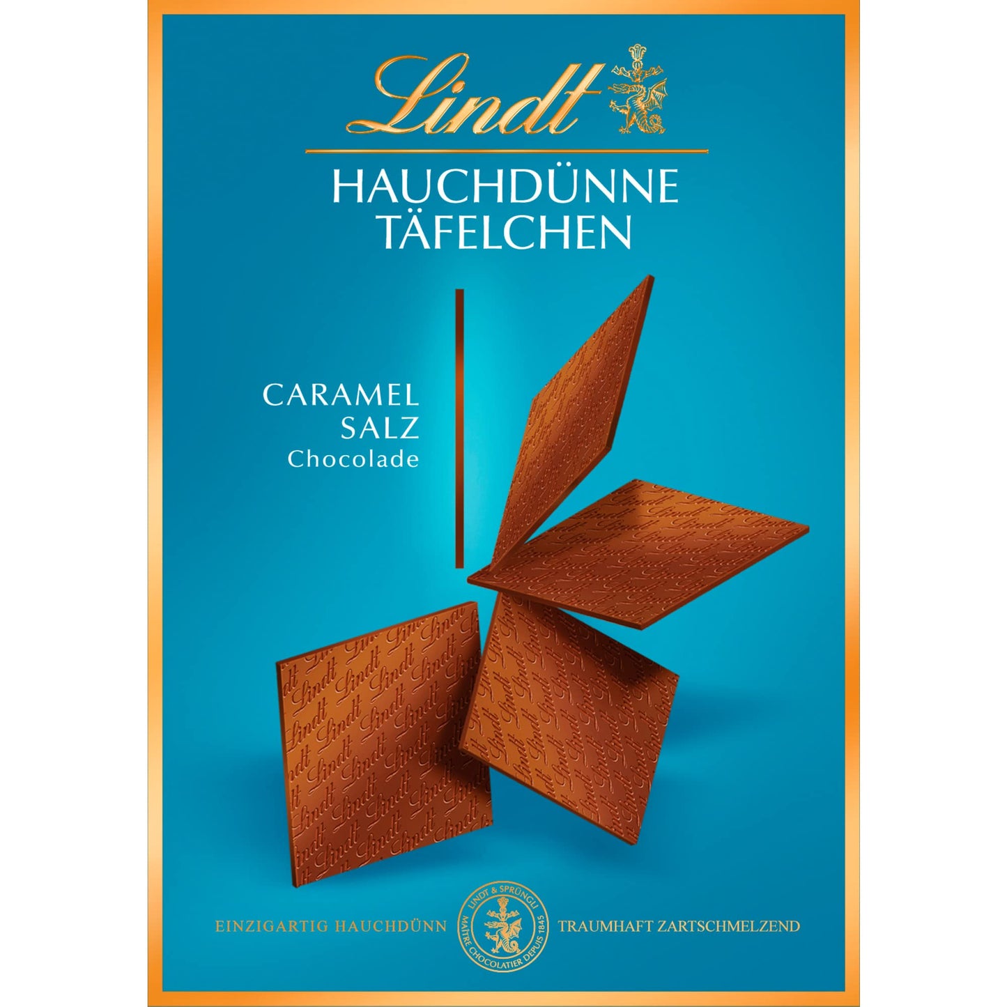 Lindt wafer-thin whole milk caramel & salt chocolate bars 125g