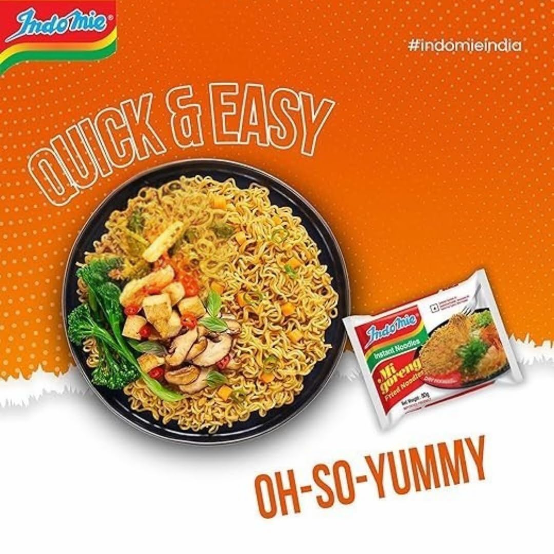 Indomie Instant Noodles Mi Goreng Fried Noodles, Bundle Pack of 20 (80g Each), Vegetarian, Authentic Indonesian Flavor, Quick and Easy Meal, Spicy Savory Stir-Fried Noodles (Pack of 20)