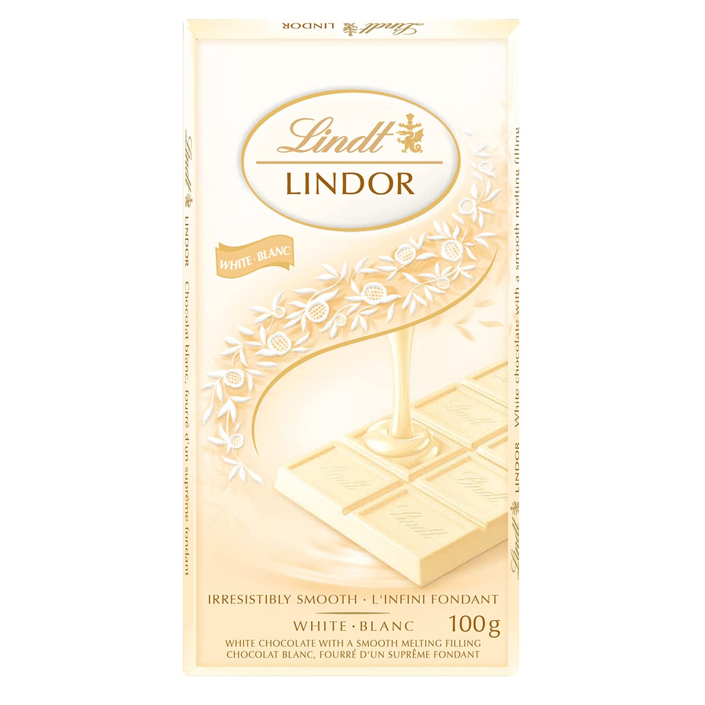 Lindt Lindor White Blanc White Chocolate Bar, 100 g