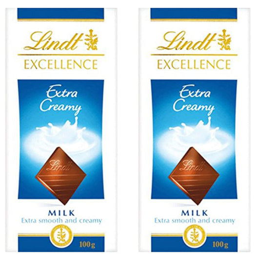 Lindt Excellence Extra Creamy Milk Chocolate, 100g (Pack of 2)