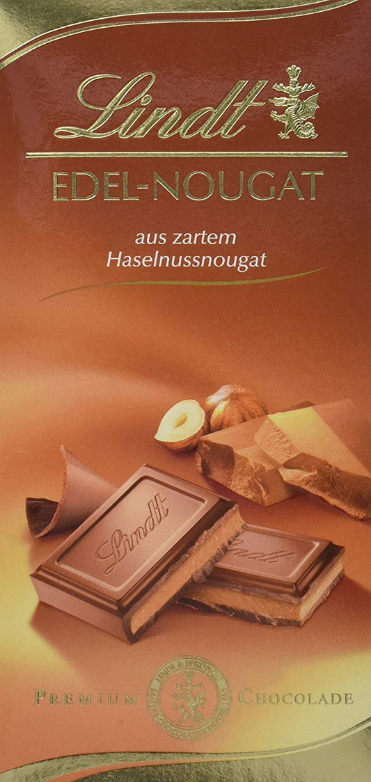 Lindt Edel-Nougat Aus Zartem Haselnussnougat (Hazelnut) Premium Chocolade 100g