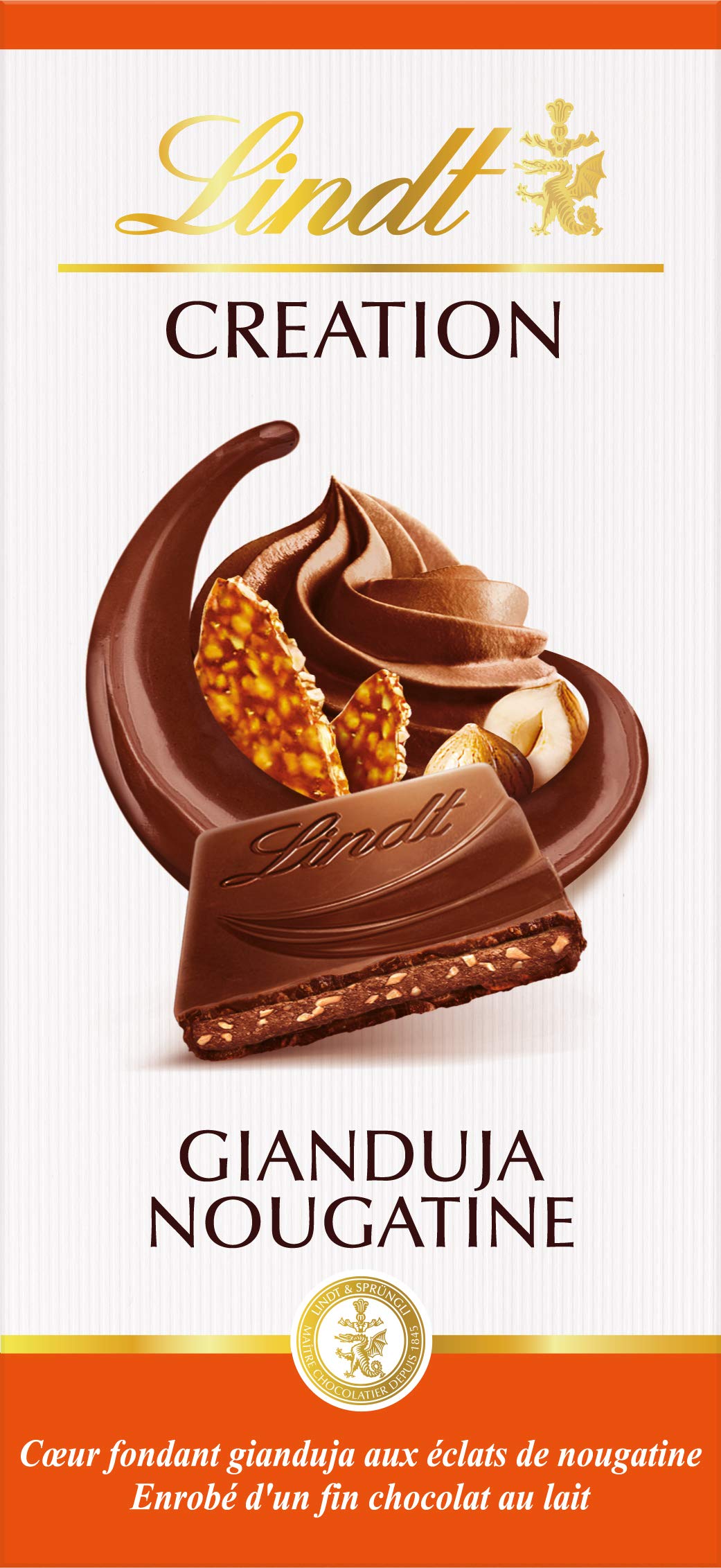 Lindt Creation gianduja nougatine délicieusement croquant ( gianduja Deliciously Crunchy nougatine Chocolate Bar ) 150g