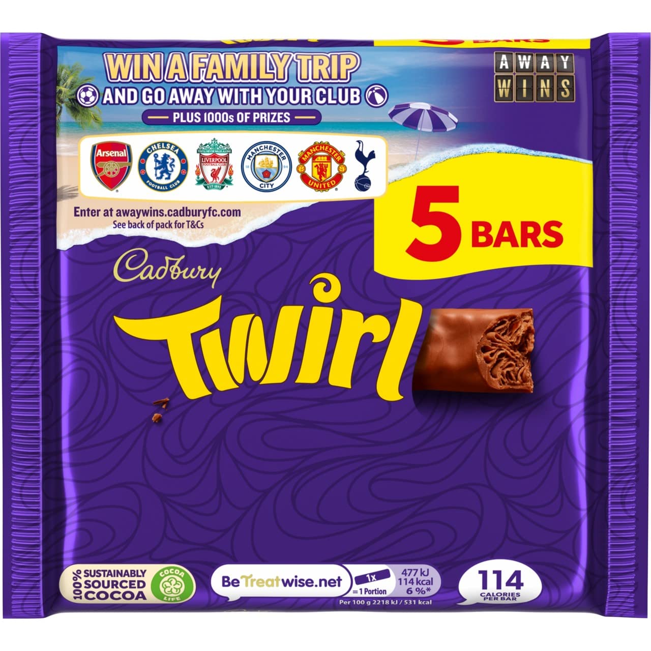 Cadbury Twirl Chocolate Bar Multipack, 5 x 21.5g