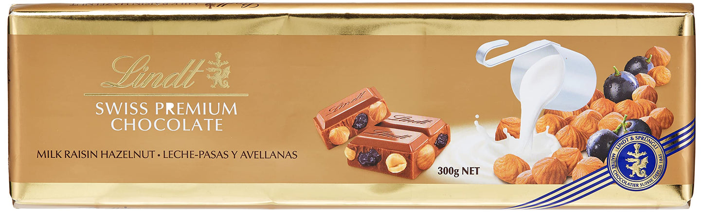 Lindt Swiss Premium Chocolate - Gold Tab 300G (Rasin Hazelnut)