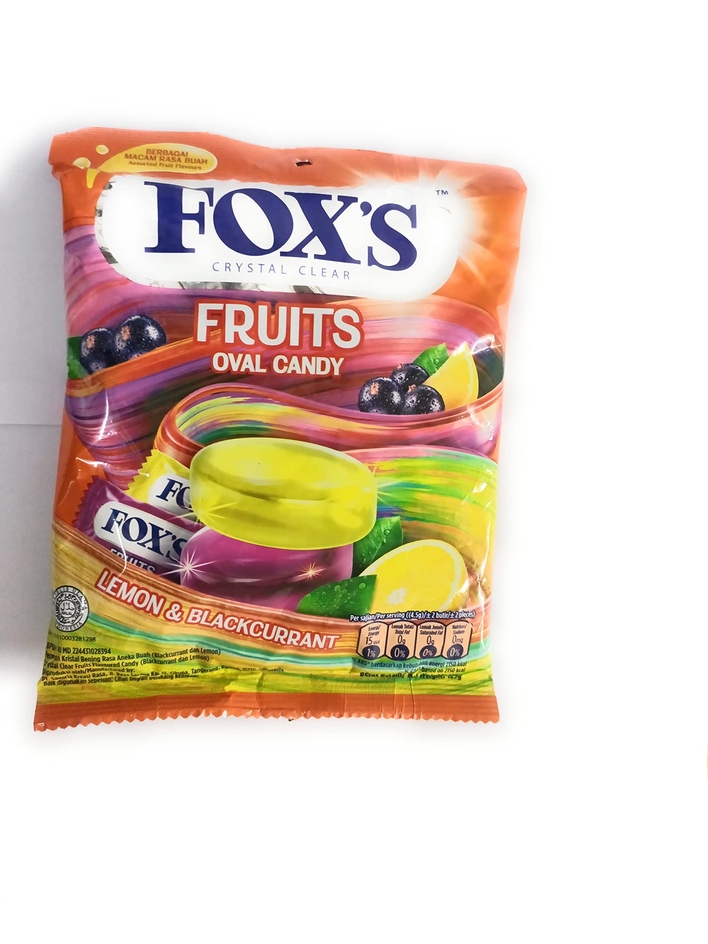Fox's Crystal Clear Fruits Lemon & Blackcurrant Flavor Candy 125gm
