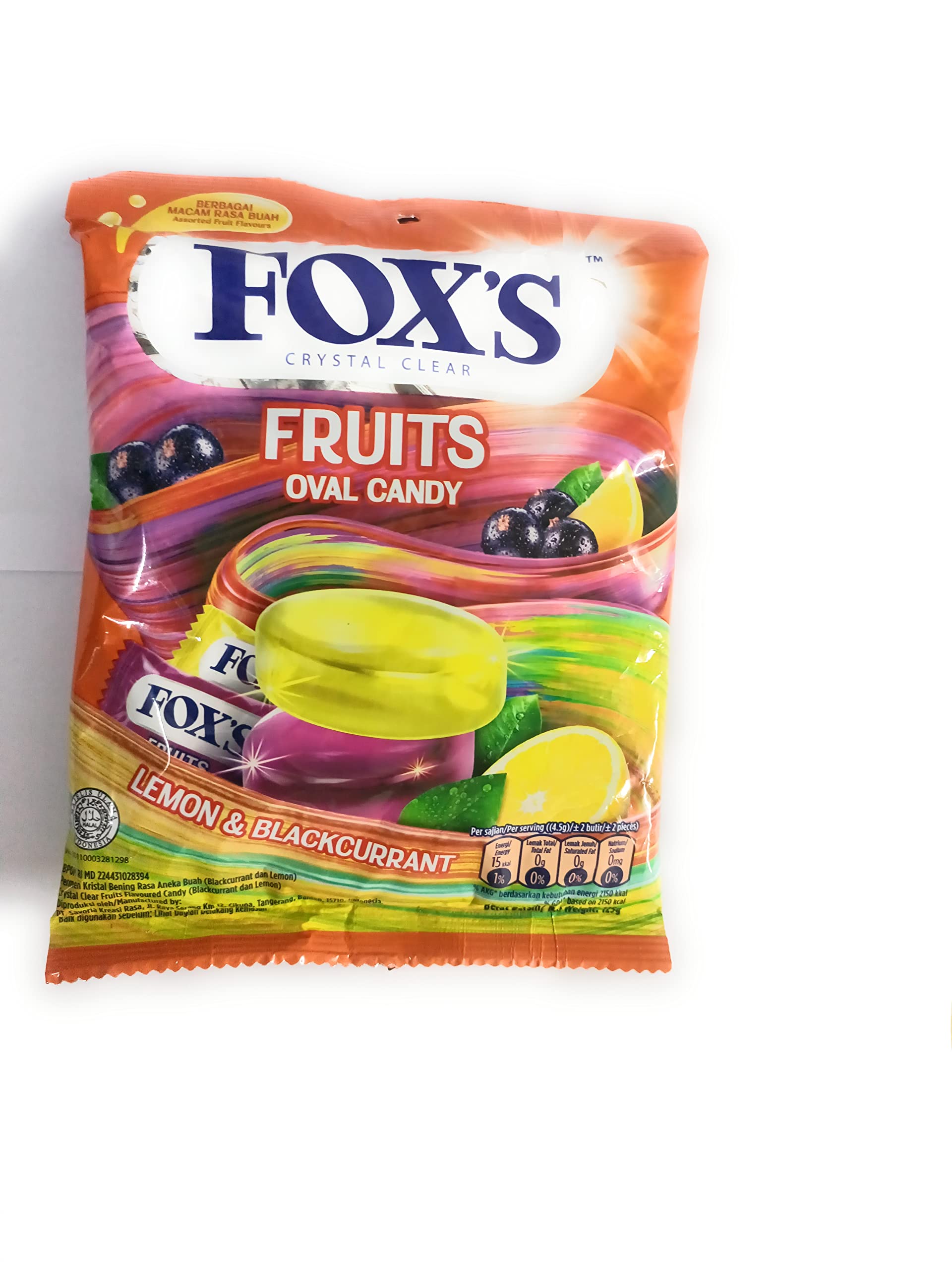 Fox's Crystal Clear Fruits Lemon & Blackcurrant Flavor Candy 125gm