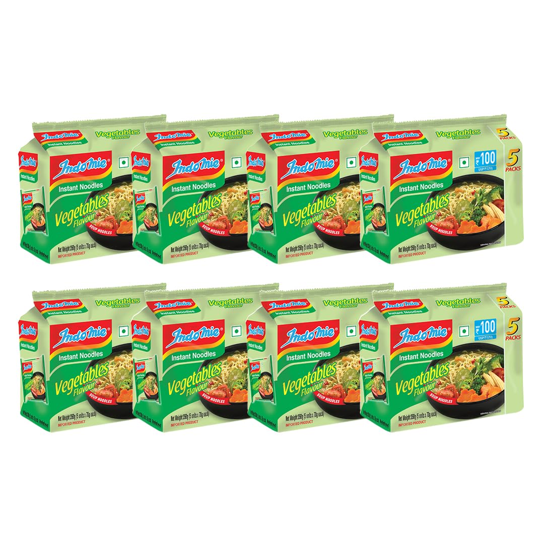 Indomie Instant Noodles Vegetables Flavor Bundle Pack of 40 (80g Each), Vegetarian, Authentic Indonesian Flavor, Quick and Easy Meal, Spicy Savory Stir-Fried Noodles (40) (Pack of 40, Vegetables)