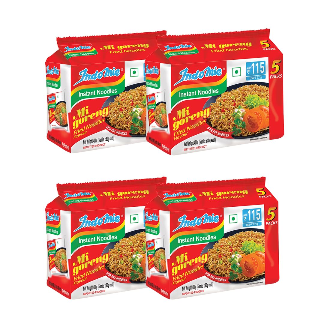 Indomie Instant Noodles Mi Goreng Fried Noodles, Bundle Pack of 20 (80g Each), Vegetarian, Authentic Indonesian Flavor, Quick and Easy Meal, Spicy Savory Stir-Fried Noodles (Pack of 20)