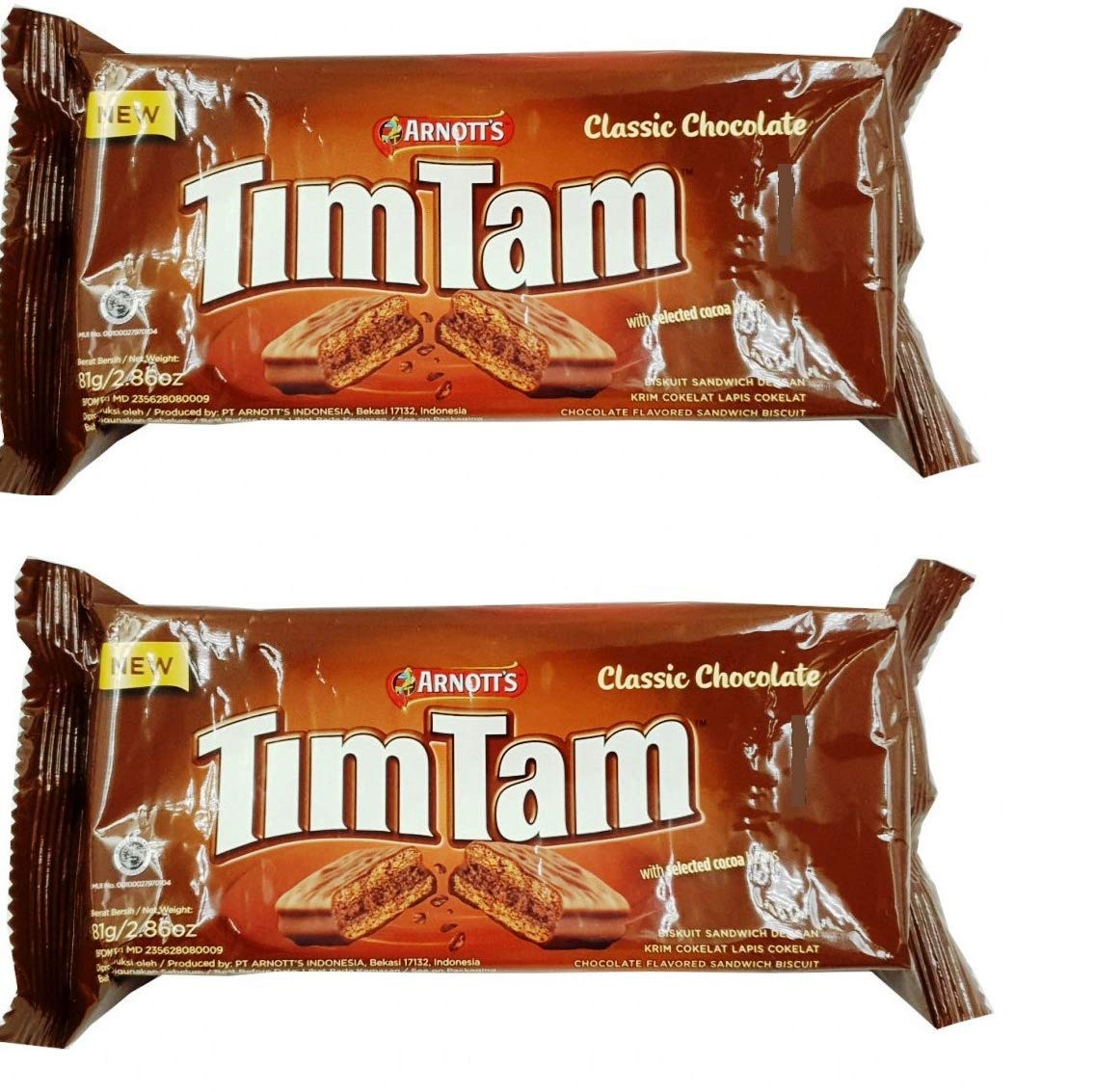 Arnott's Tim Tam Classic Chocolate Flavor Biscuits (Pack of 2), 81g Each
