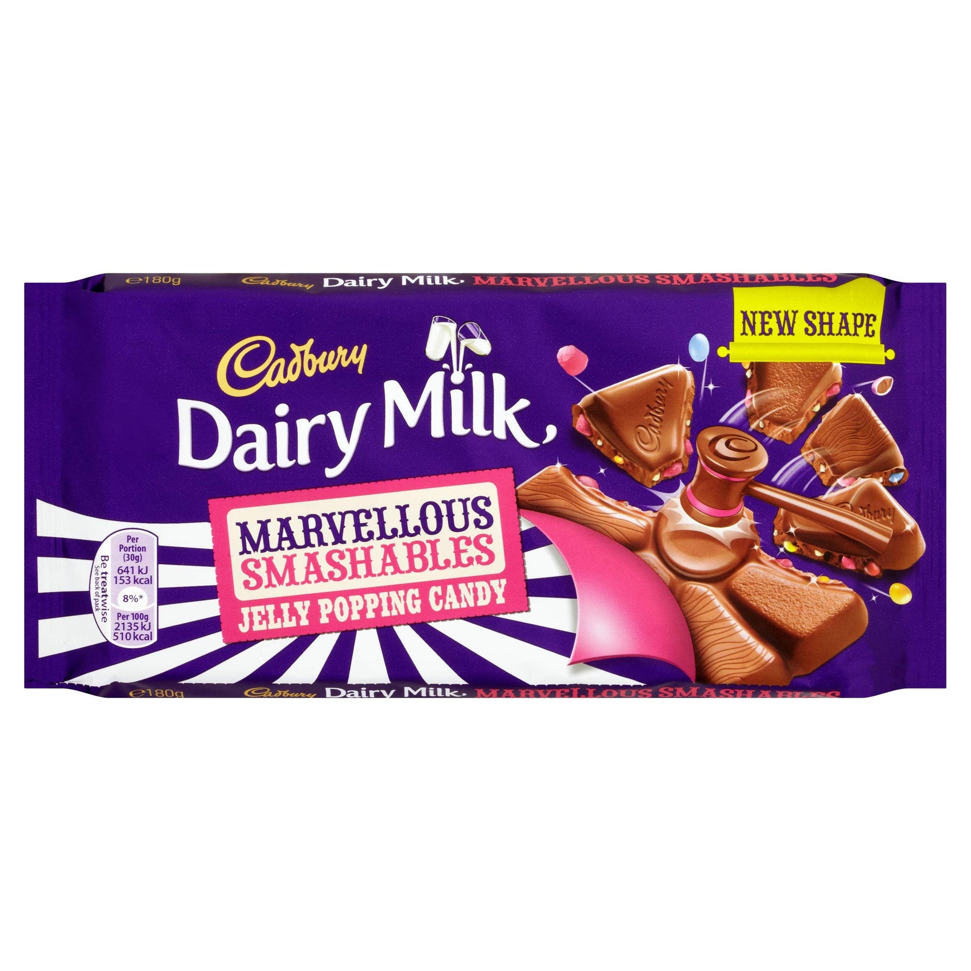 Cadbury Dairy Milk Marvellous Creations Jelly Popping Candy Milk Chocolate Bar, 180g