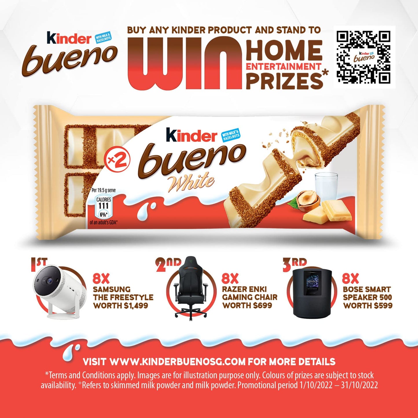 Kinder Bueno White Chocolate with Hazelnut (Pack of 3)*39g