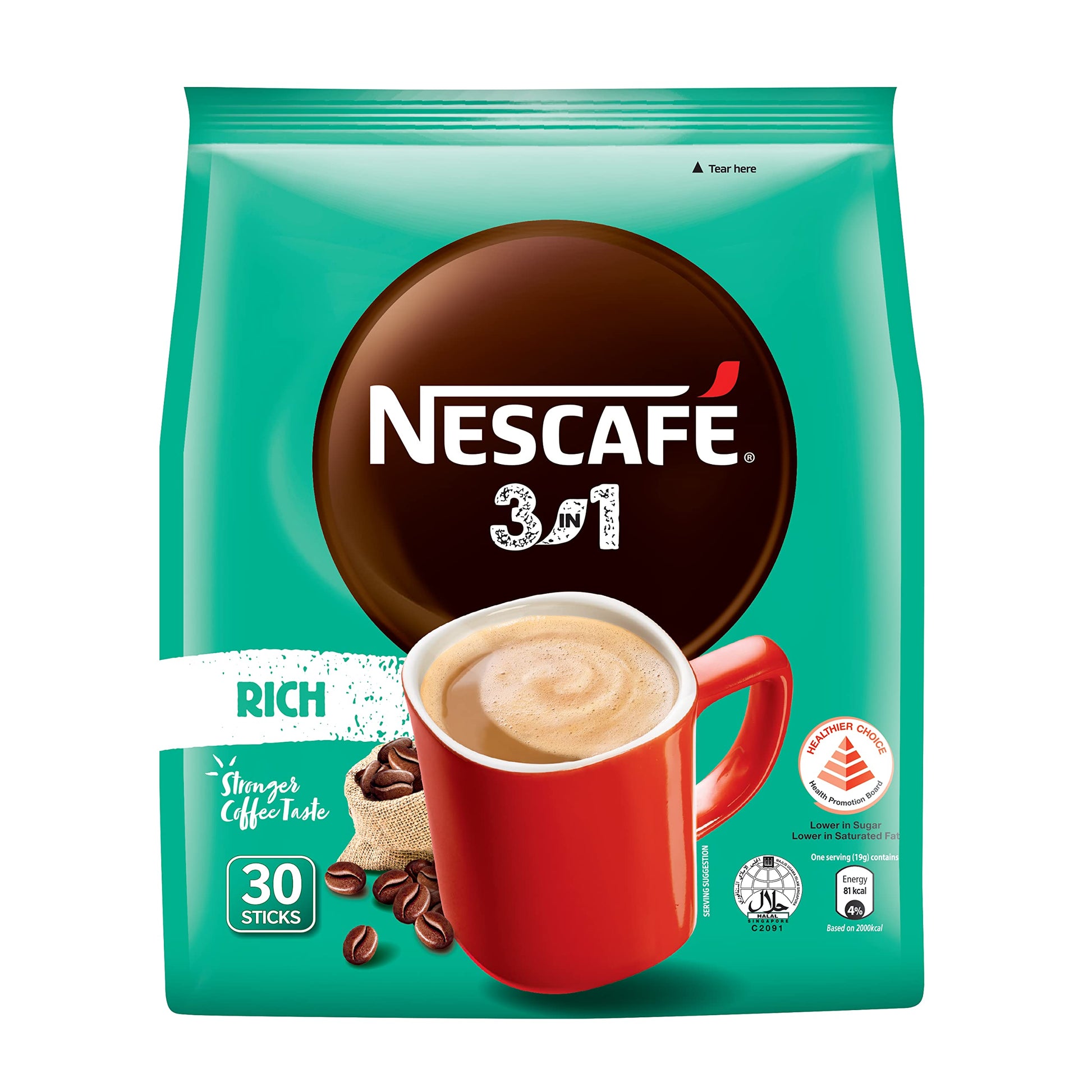 Nescafé 3 in 1 Rich Coffee - 25 Sachets Bag, 475 g