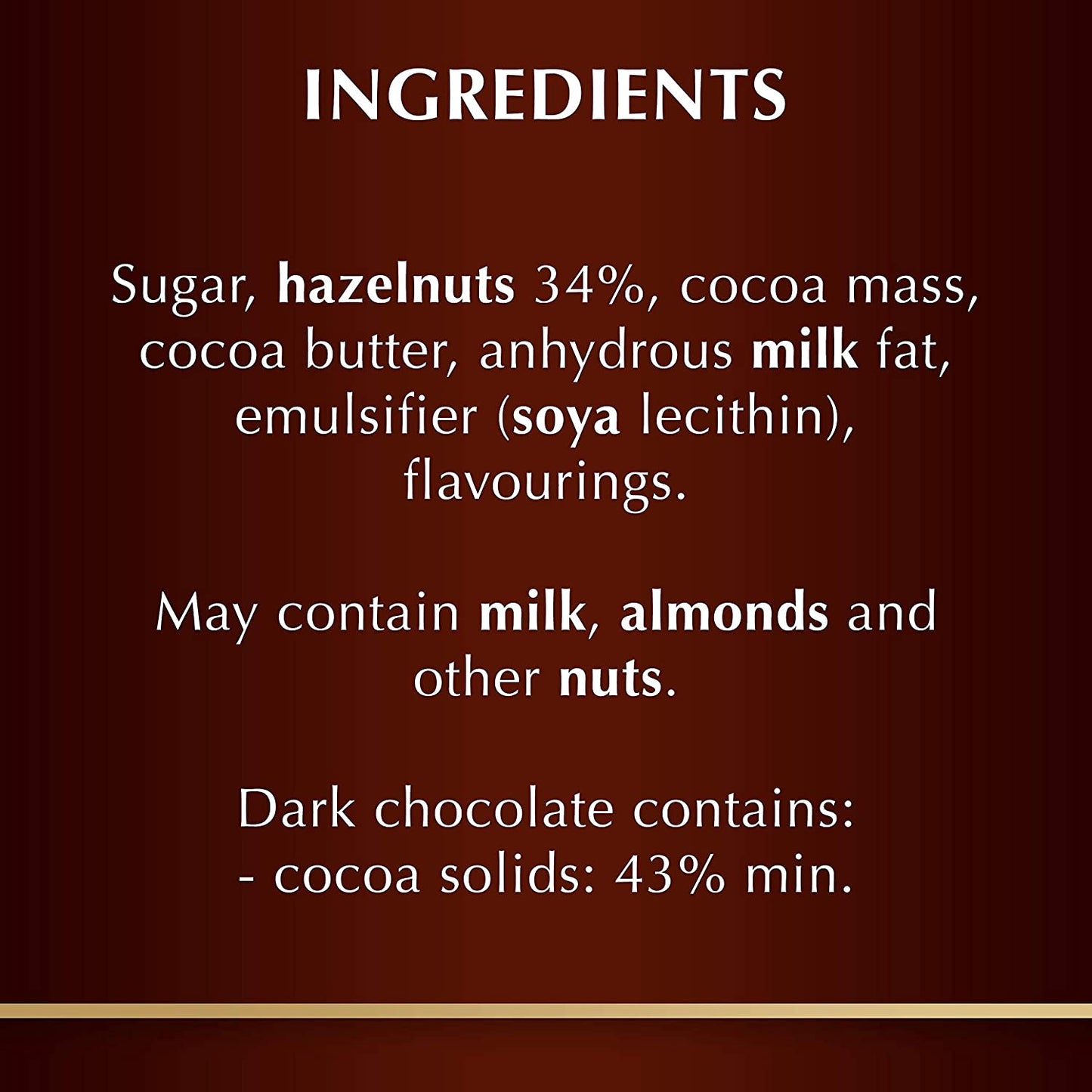 Lindt Grand Hazelnut Dark Bar 150g