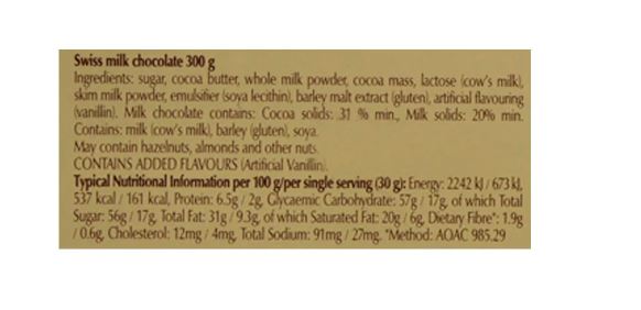Lindt Gold Tab Milk Chocolate 300g