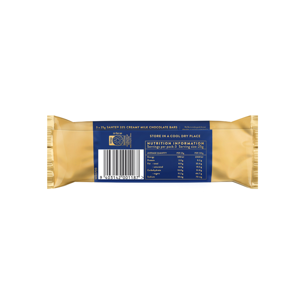 Whittaker's Milk Sante Multipack Bars 75g