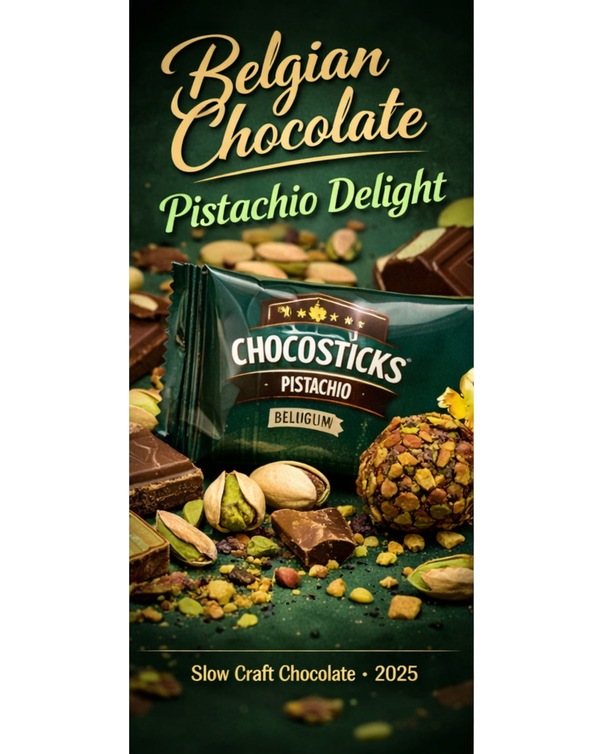 Chocostick Pistachio - The Perfect Chocolate With Belgian Imported Cream Pouch (Imported Uae)
