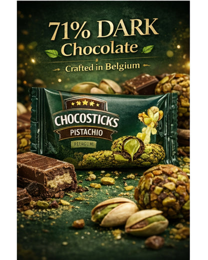 Chocostick Pistachio - The Perfect Chocolate With Belgian Imported Cream Pouch (Imported Uae)