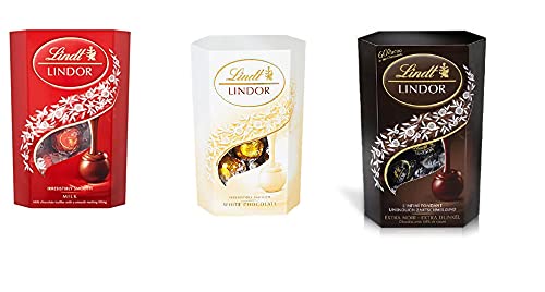 Lindt Lindor Combo of Milk White and Dark Chocolate Truffles (Pack of 3) 200g