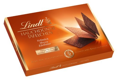 Lindt Hauchdunne Tafelchen Vollmilch Mocca Edelbitter (Milk Mocha Edelbitter Chocolate Thins) Box, 125g