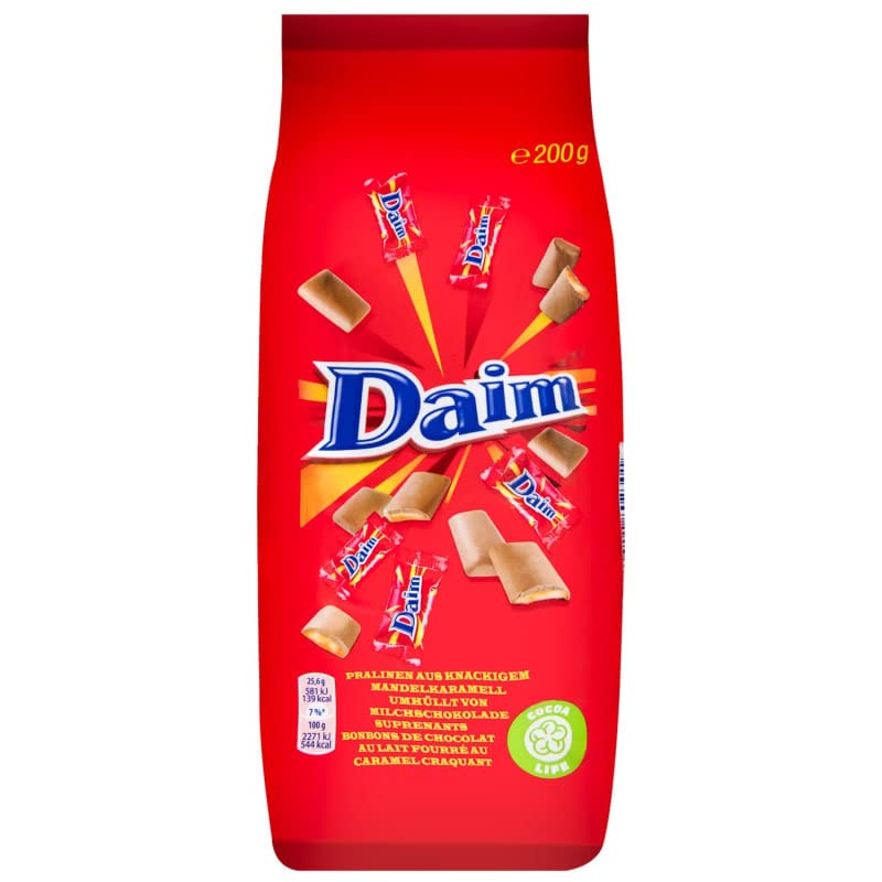 DAIM CHOCOLATE SMOOTH MILK CHOCOLATE WITH CRUNCHY ALMOND CARAMEL CENTRE 200G