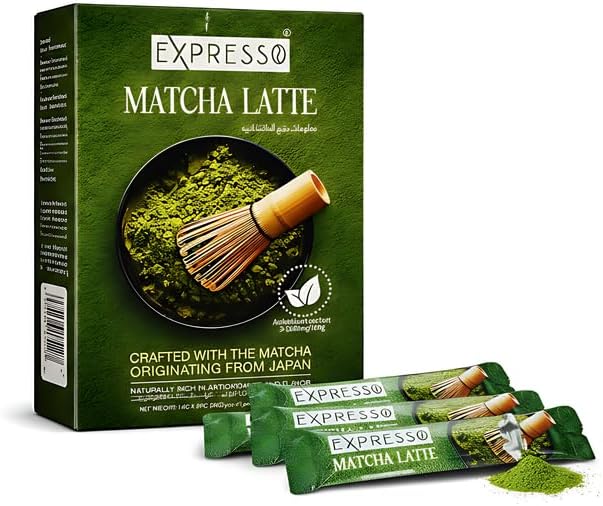 Expresso Matcha Latte Powder – 14g × 6 Sachets (84g) | Premium Japanese Matcha Green Tea | Antioxidant-Rich Energy Boost | Perfect for Lattes & Tea
