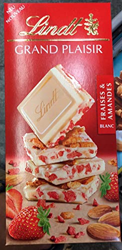 Lindt Grand Plaisir Blanc Fraises & Amandes ( White Chocolate with Strawberries & Almond ) White Chocolate Bar 150g