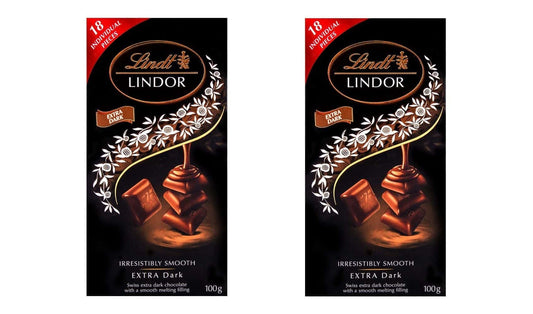 Lindor Dark Chocolate With Smooth Melting Felling 18 Individual Pieces 100g Bar Pack Of 2 (Imported)