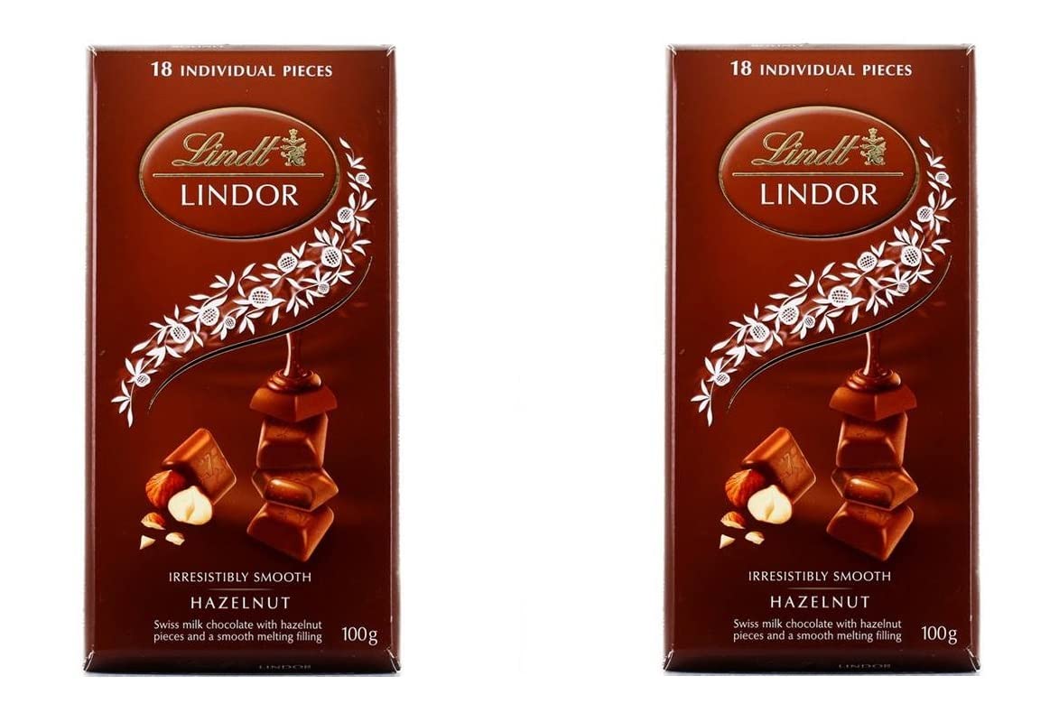 Lindt Lindor Hazelnut Smooth Milk Chocolate Delicious 100g Pack Of 2 (Imported)
