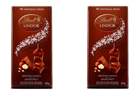 Lindt Lindor Hazelnut Smooth Milk Chocolate Delicious 100g Pack Of 2 (Imported)