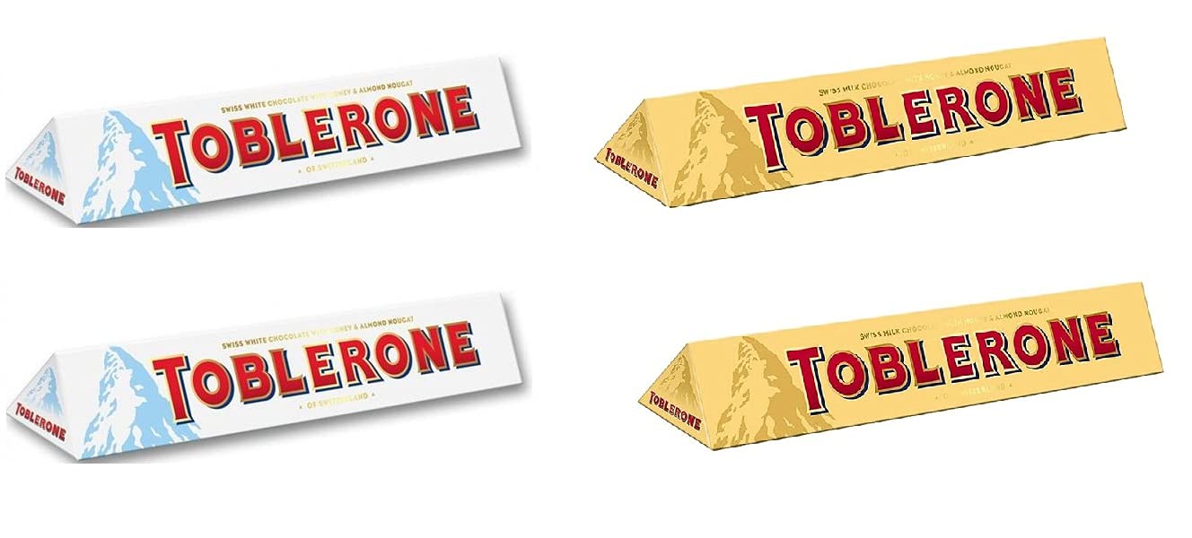 Toblerone Combo Pack 2, White, 2, Milk Chocolates 100g Each (Pack Of 4)